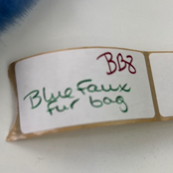 Hand Made Faux Fur Blue Handbag - Picture 7 of 7